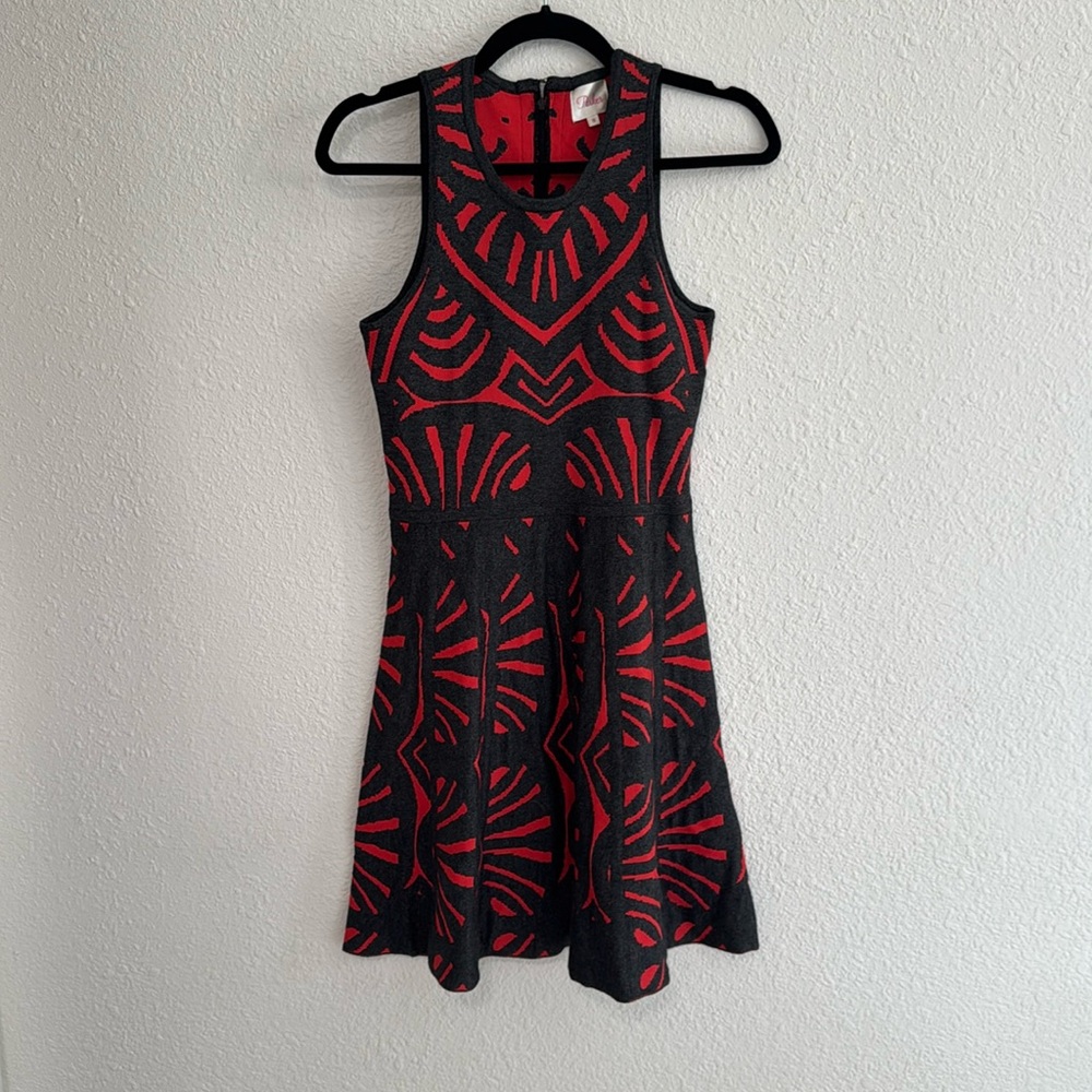 Parker red and grey sleeveless dress